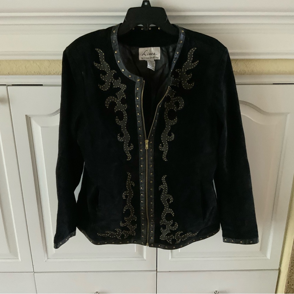 Vintage Linea by Louis Dell’Olio black suede leather jacket size L
